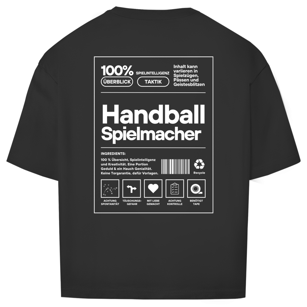 Handball Spielmacher Oversized Shirt in Schwarz – Rückseite