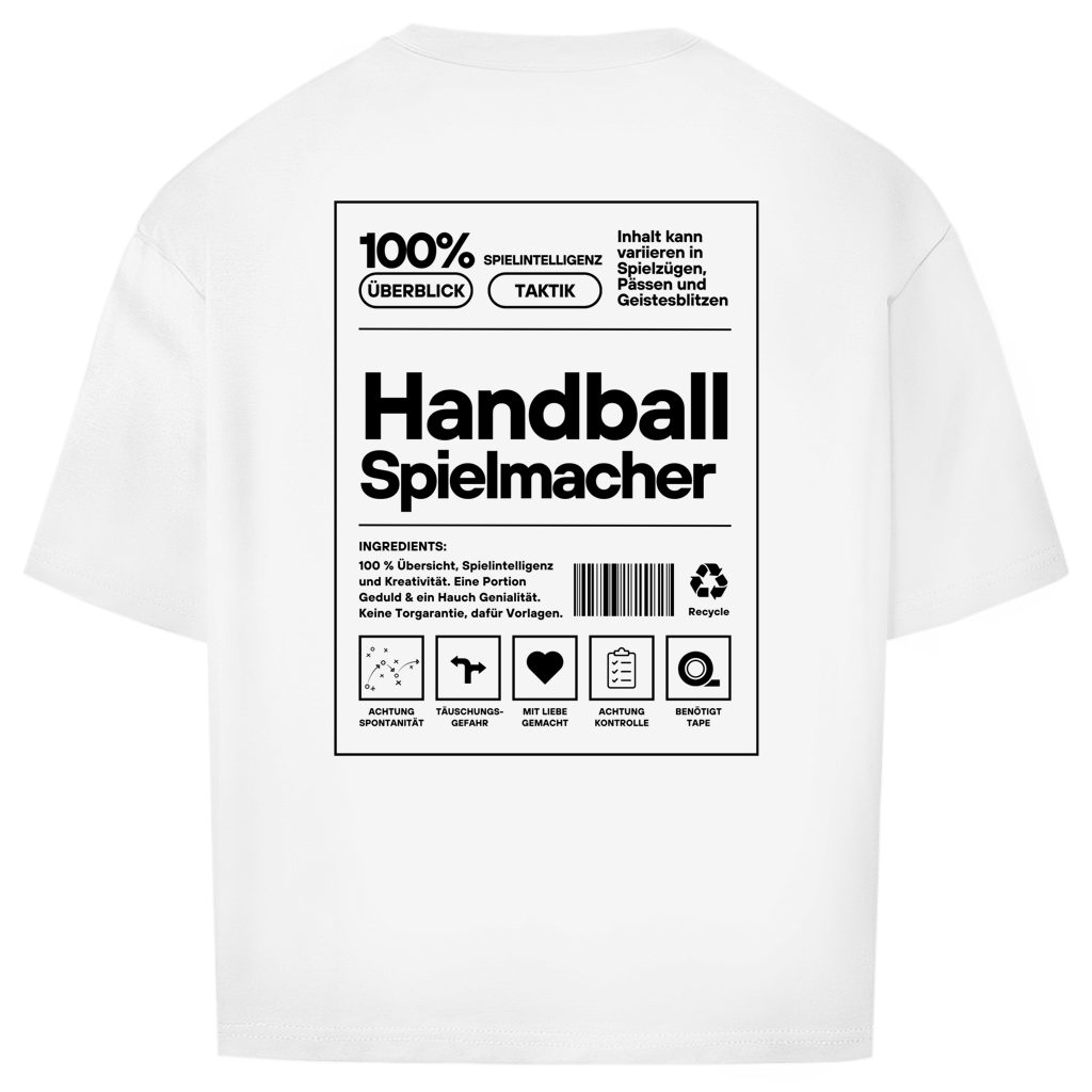 Handball Spielmacher Oversized Shirt in Weiß – Rückseite