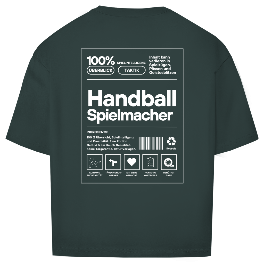 Handball Spielmacher Oversized Shirt in Dunkelgrün – Rückseite