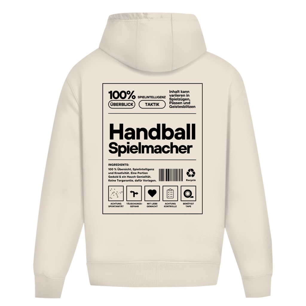 Handball Spielmacher Oversized Hoodie in White Sand – Rückseite