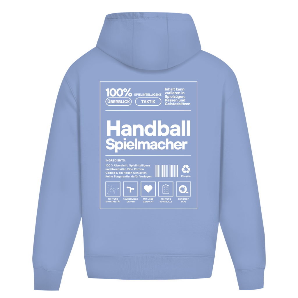 Handball Spielmacher Oversized Hoodie in Powder Blue – Rückseite