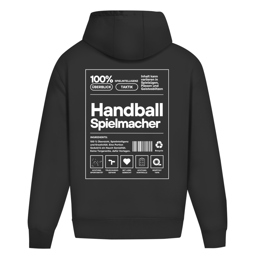 Handball Spielmacher Oversized Hoodie in Black – Rückseite