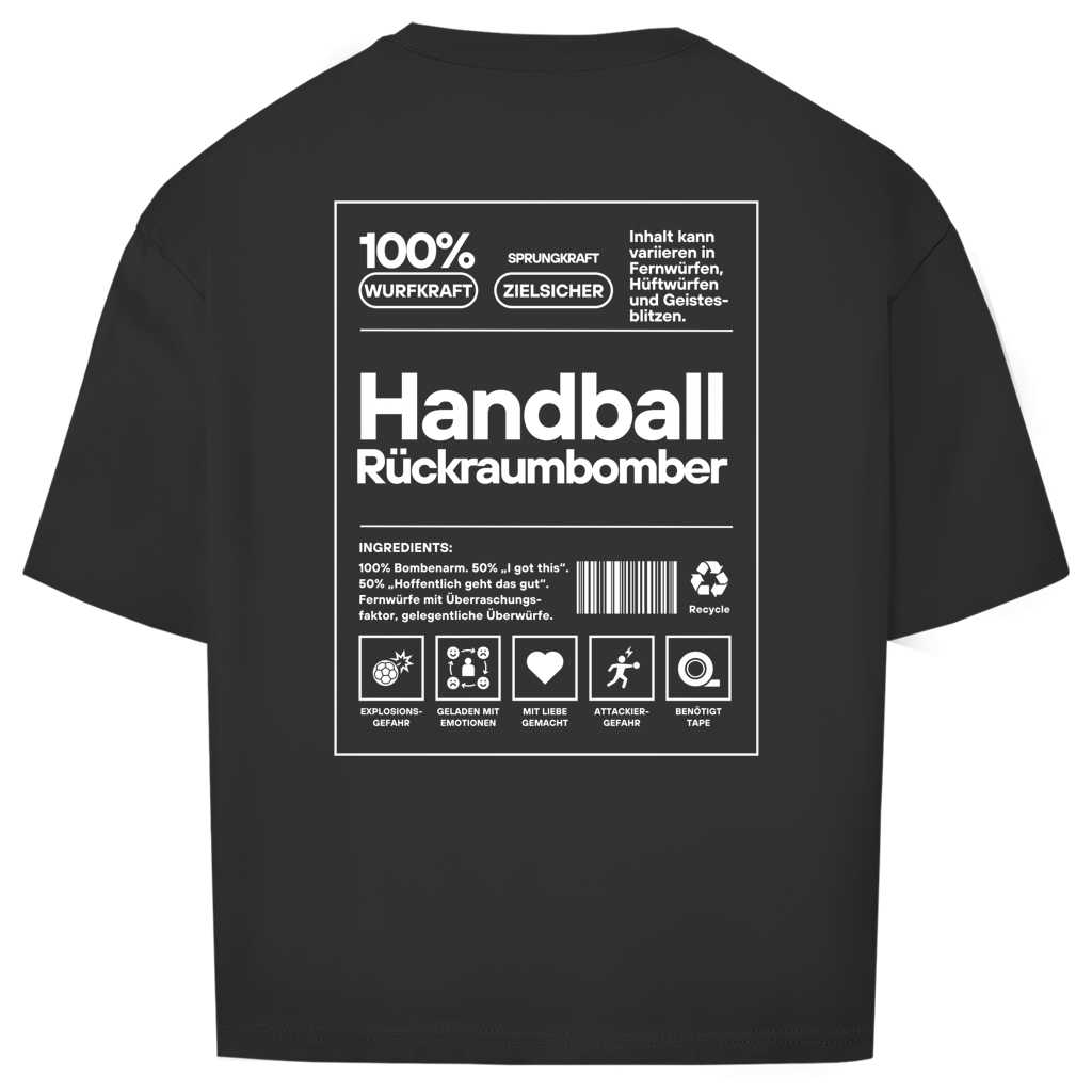 Handball Rückraumbomber Oversized Shirt in Schwarz – Rückseite
