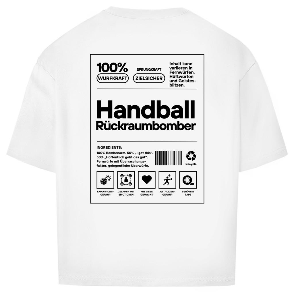 Handball Rückraumbomber Oversized Shirt in Weiß – Rückseite