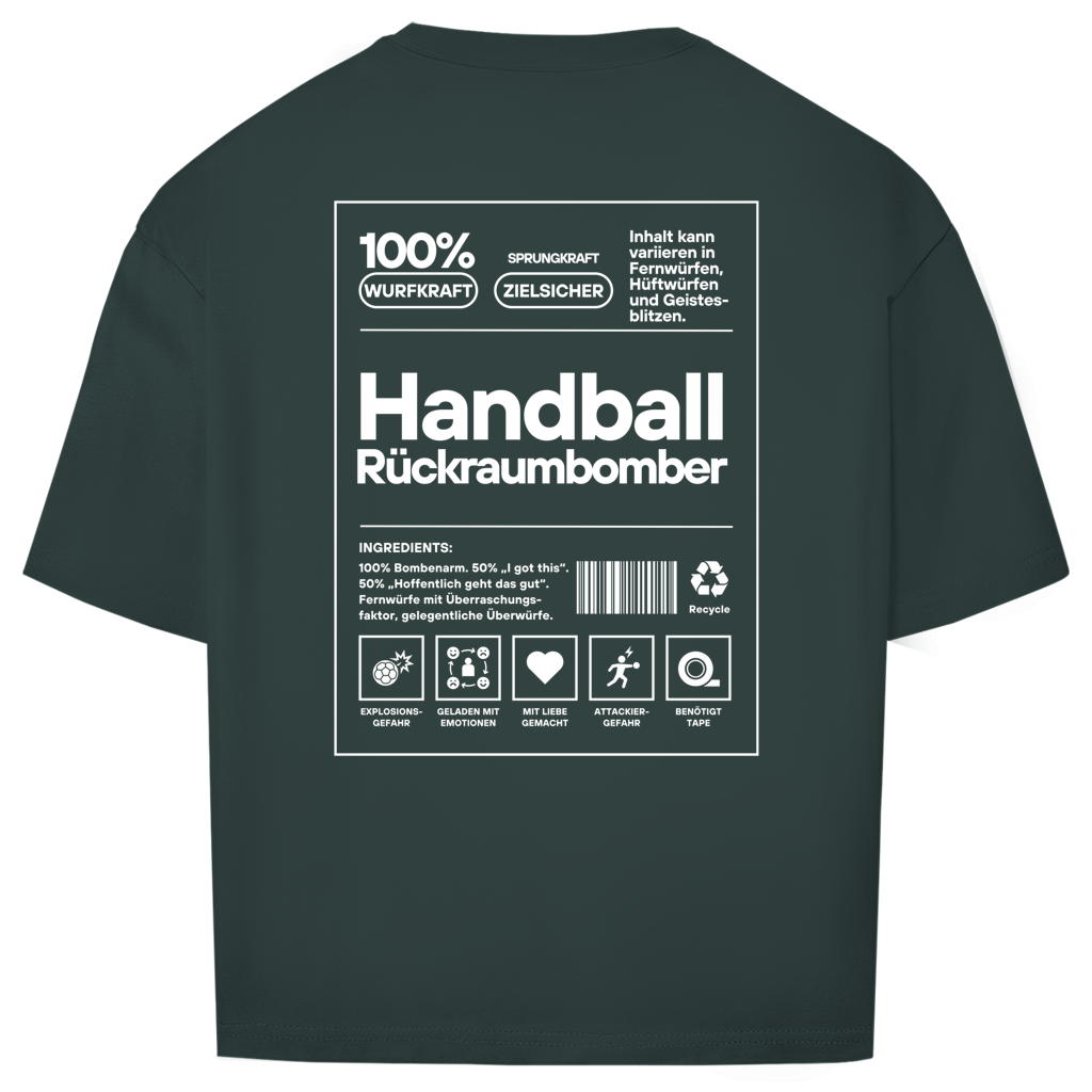 Handball Rückraumbomber Oversized Shirt in Dunkelgrün – Rückseite