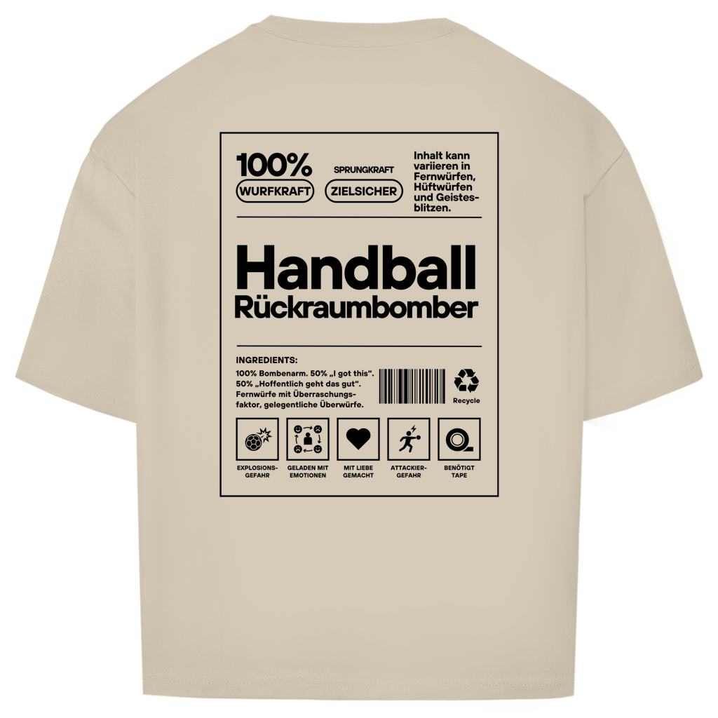 Handball Rückraumbomber Oversized Shirt in Sand – Rückseite