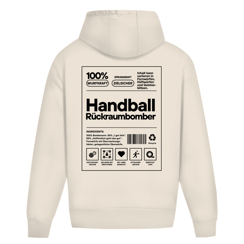 Handball Rückraumbomber Oversized Hoodie in White Sand – Rückseite