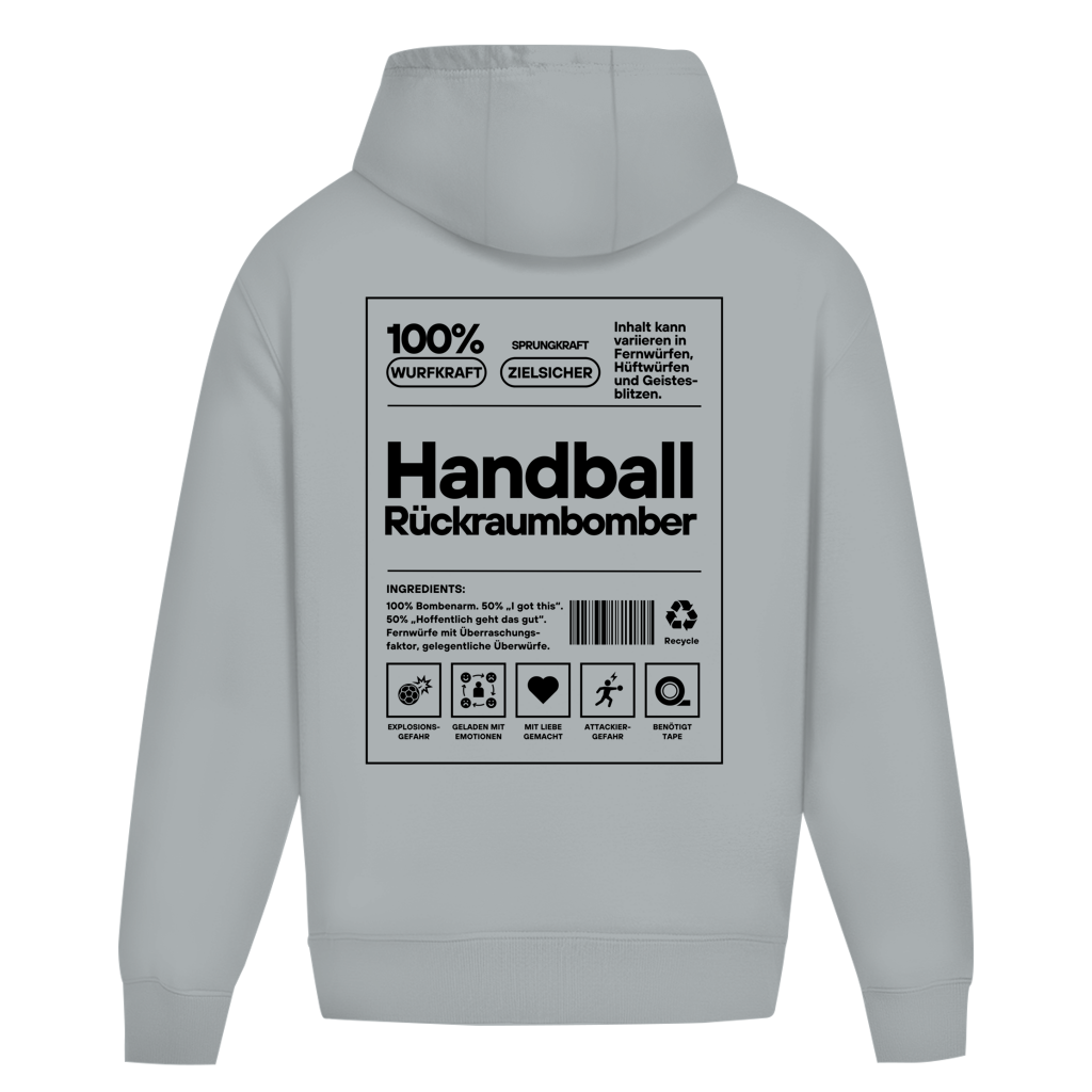 Handball Rückraumbomber Oversized Hoodie in Light Asphalt – Rückseite