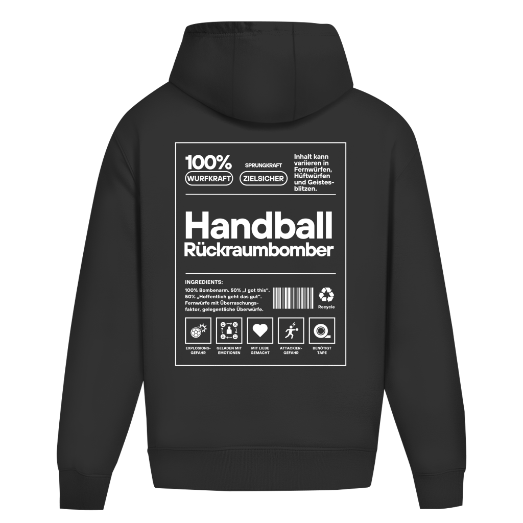 Handball Rückraumbomber Oversized Hoodie in Black – Rückseite