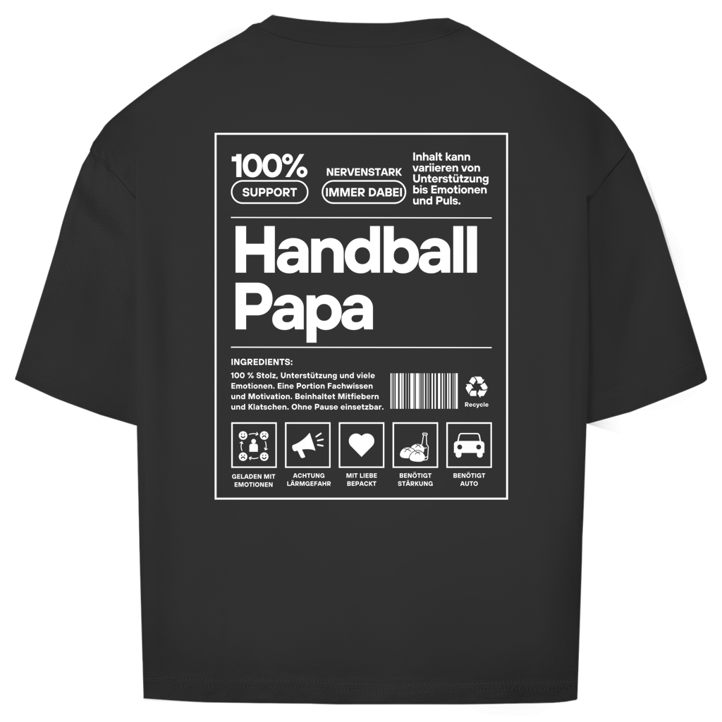 Handball Papa Oversized Shirt in Schwarz – Rückseite