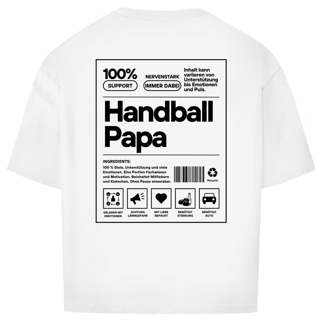Handball Papa Oversized Shirt in Weiß – Rückseite