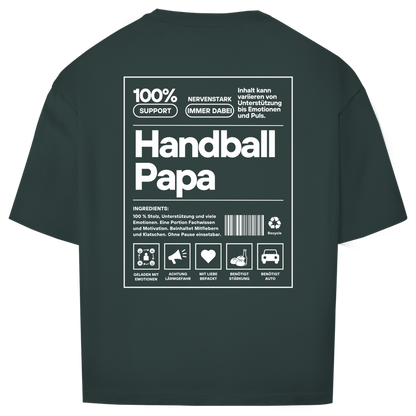 Handball Papa Oversized Shirt in Dunkelgrün – Rückseite