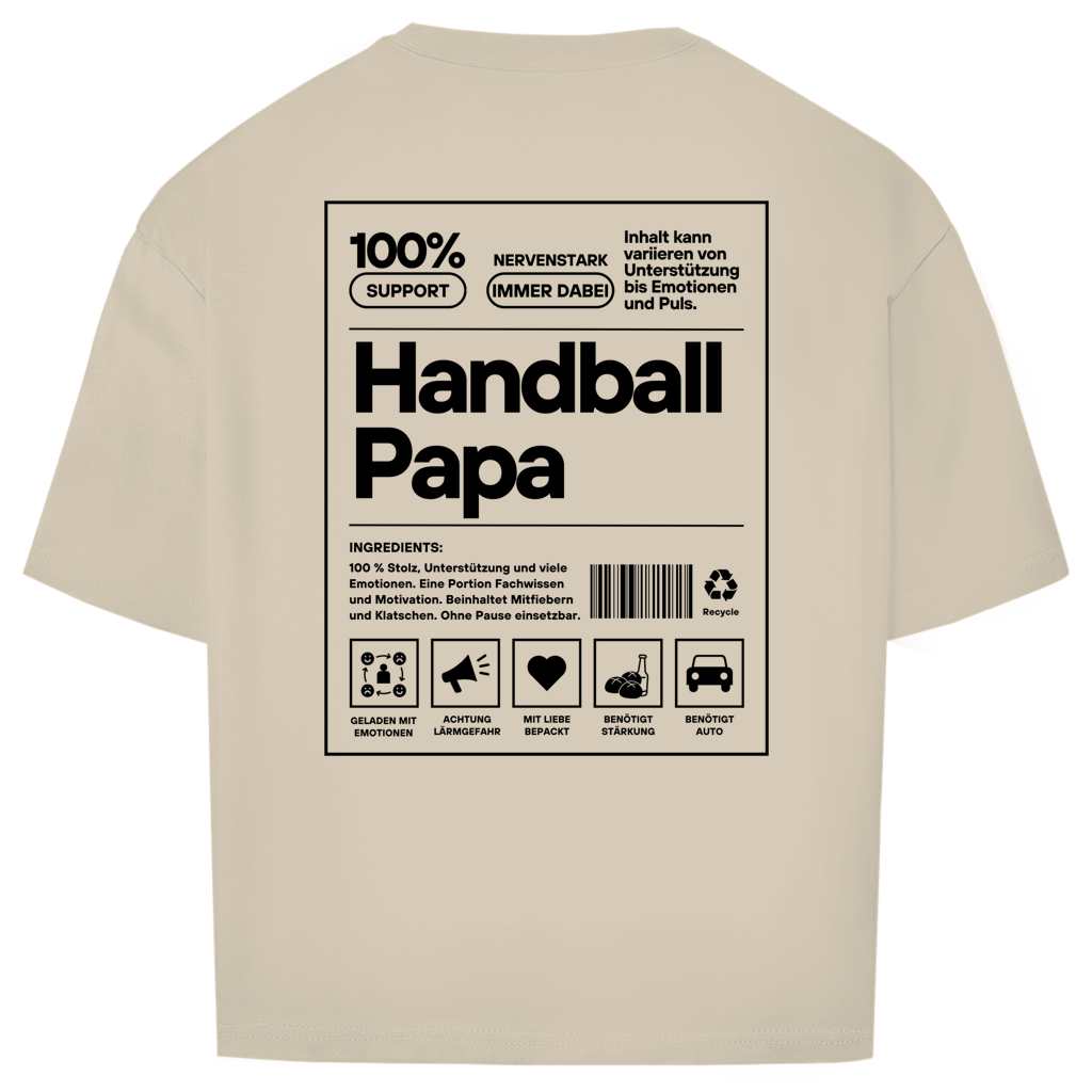 Handball Papa Oversized Shirt in Sand – Rückseite