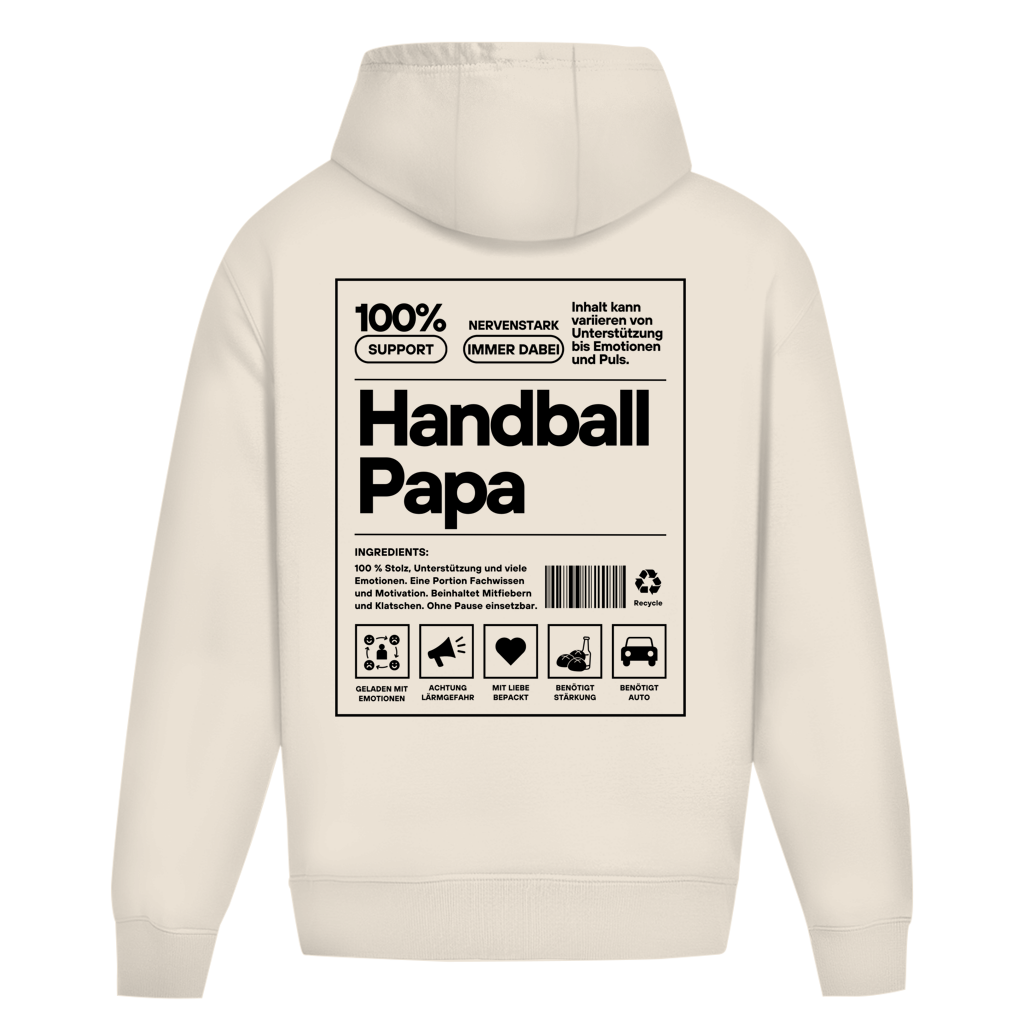 Handball Papa Oversized Hoodie in White Sand – Rückseite