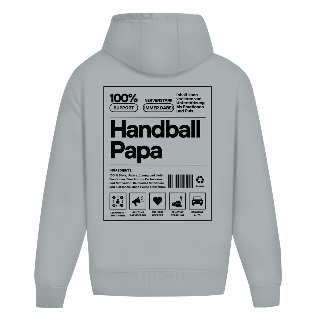 Handball Papa Oversized Hoodie in Light Asphalt – Rückseite