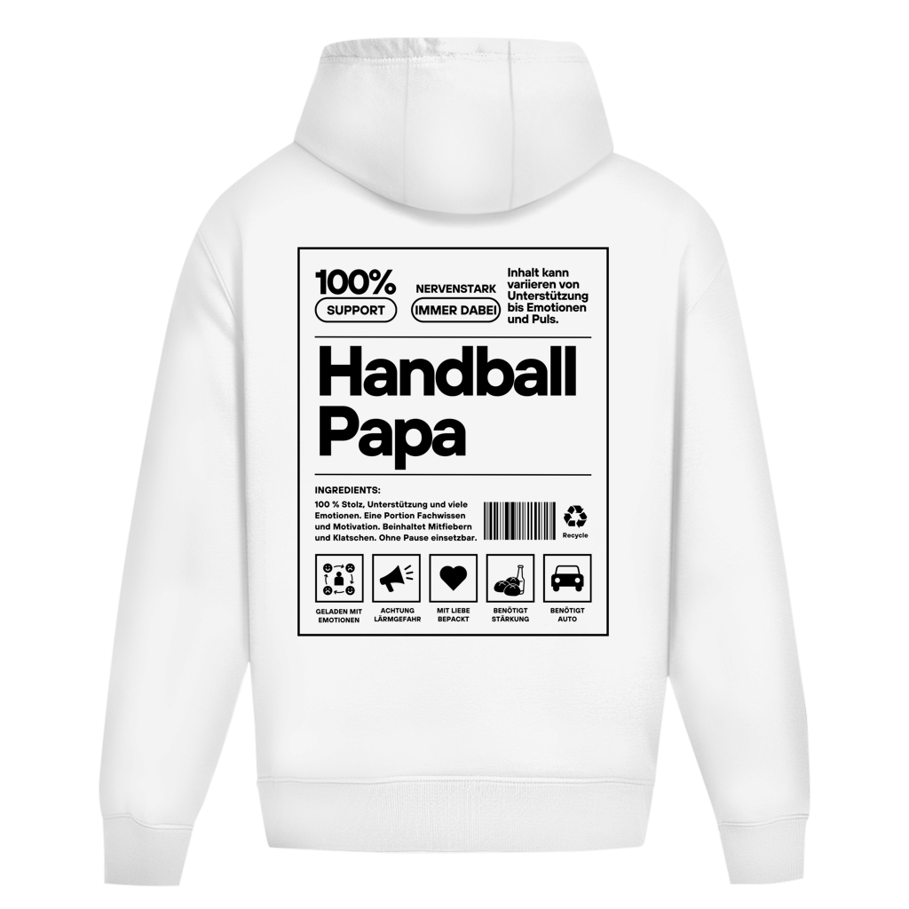 Handball Papa Oversized Hoodie in White – Rückseite