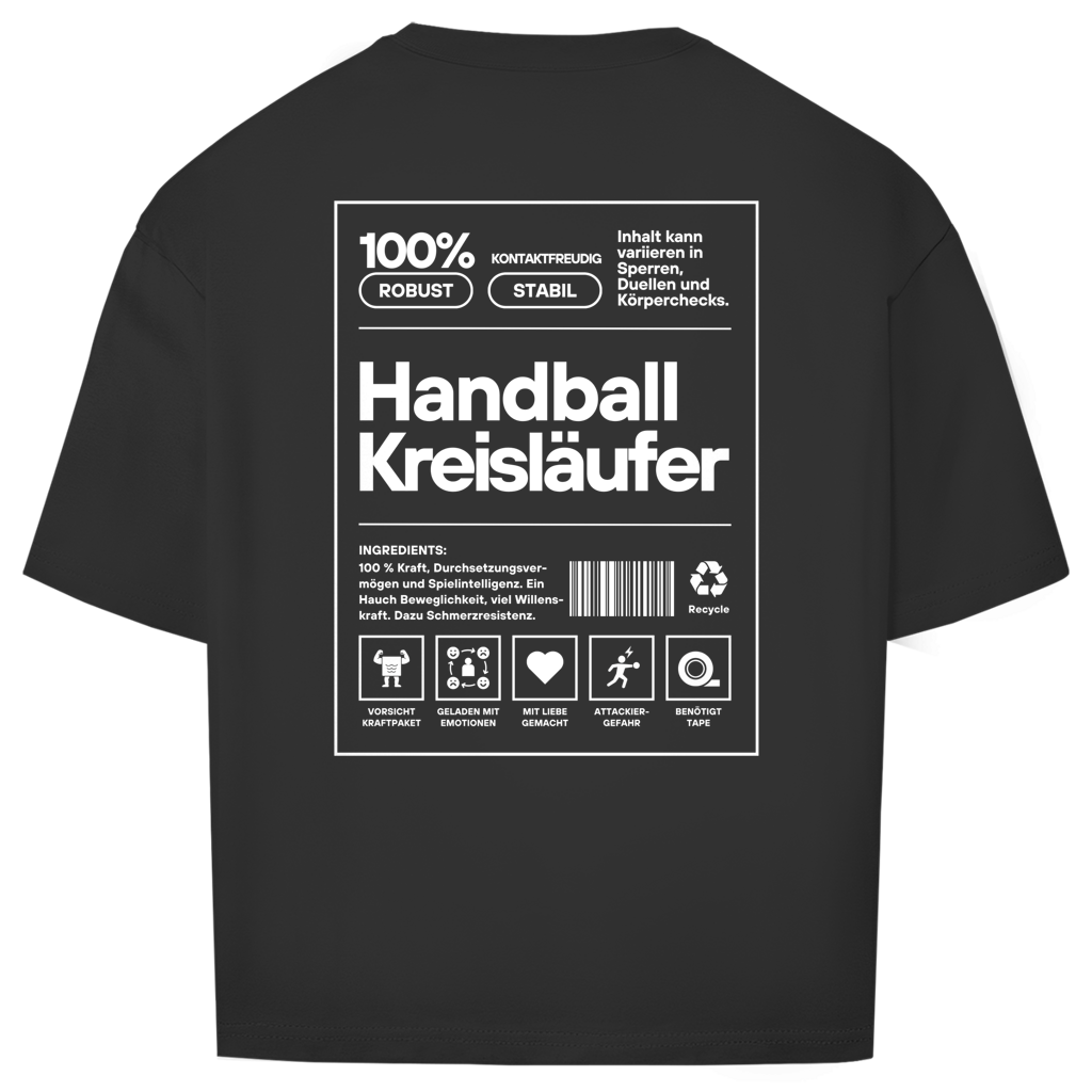 Handball Kreisläufer Oversized Shirt in Schwarz – Rückseite