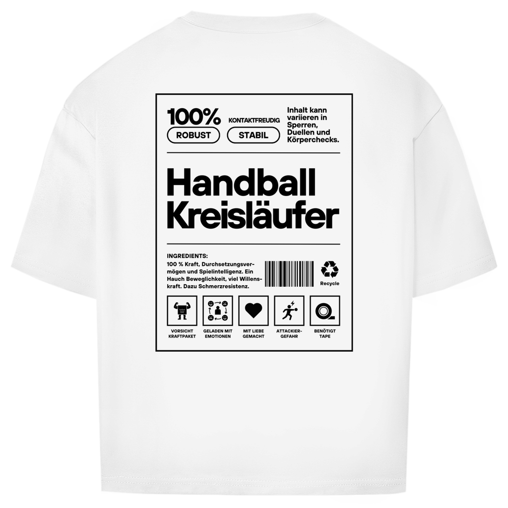 Handball Kreisläufer Oversized Shirt in Weiß – Rückseite
