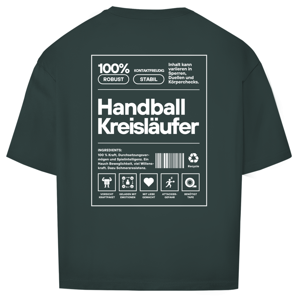 Handball Kreisläufer Oversized Shirt in Dunkelgrün – Rückseite