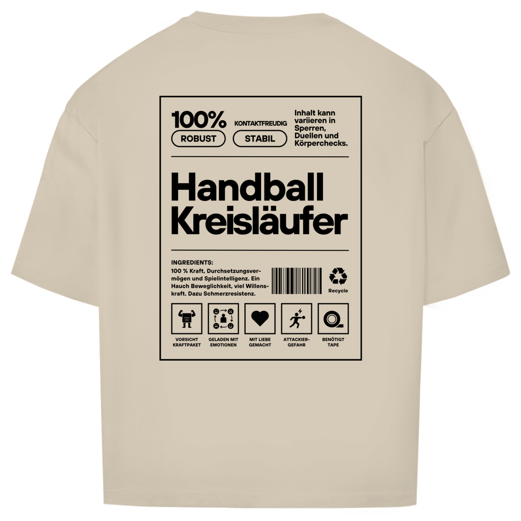 Handball Kreisläufer Oversized Shirt in Sand – Rückseite