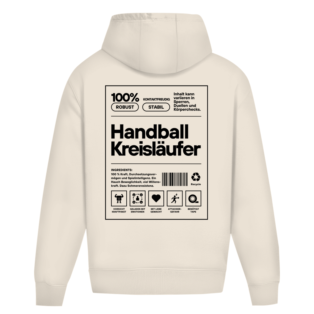 Handball Kreisläufer Oversized Hoodie in White Sand – Rückseite