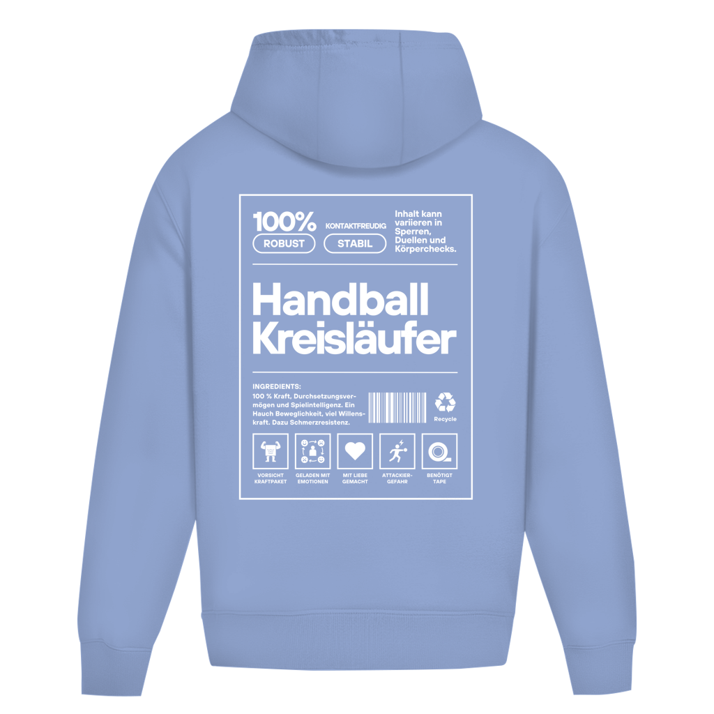 Handball Kreisläufer Oversized Hoodie in Powder Blue – Rückseite