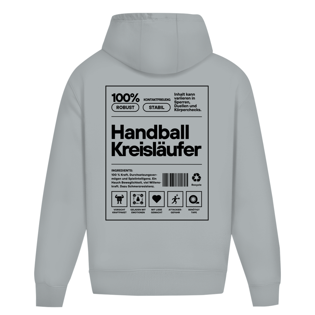 Handball Kreisläufer Oversized Hoodie in Light Asphalt – Rückseite