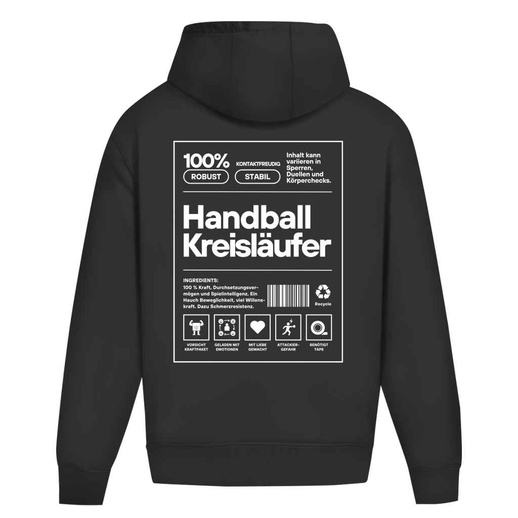 Handball Kreisläufer Oversized Hoodie in Black – Rückseite