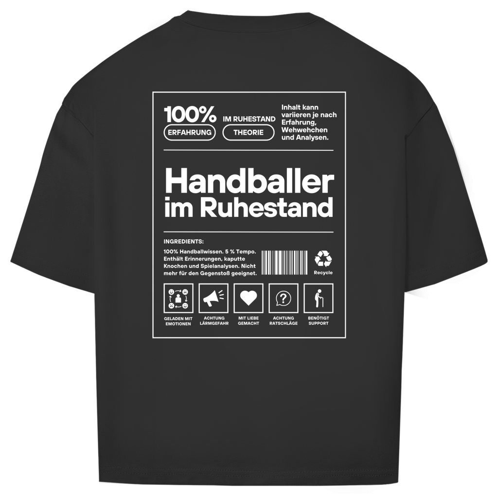 Handballer im Ruhestand Oversized Shirt in Schwarz – Rückseite