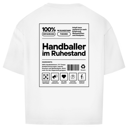 Handballer im Ruhestand Oversized Shirt in Weiß – Rückseite