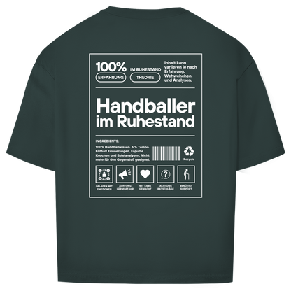 Handballer im Ruhestand Oversized Shirt in Dunkelgrün – Rückseite