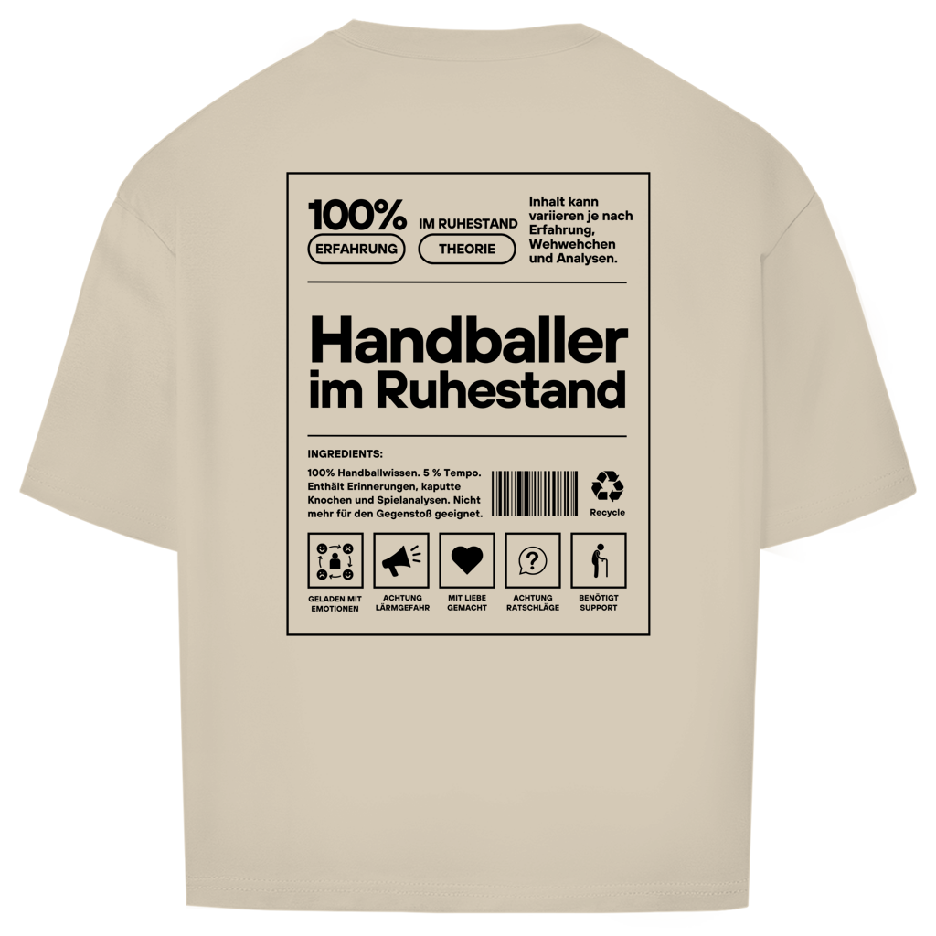 Handballer im Ruhestand Oversized Shirt in Sand – Rückseite