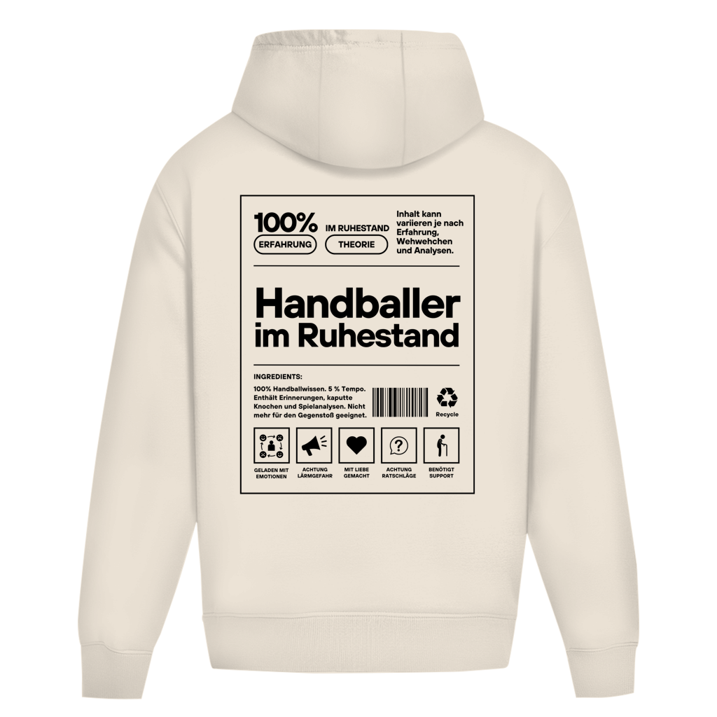 Handballer im Ruhestand Oversized Hoodie in White Sand – Rückseite