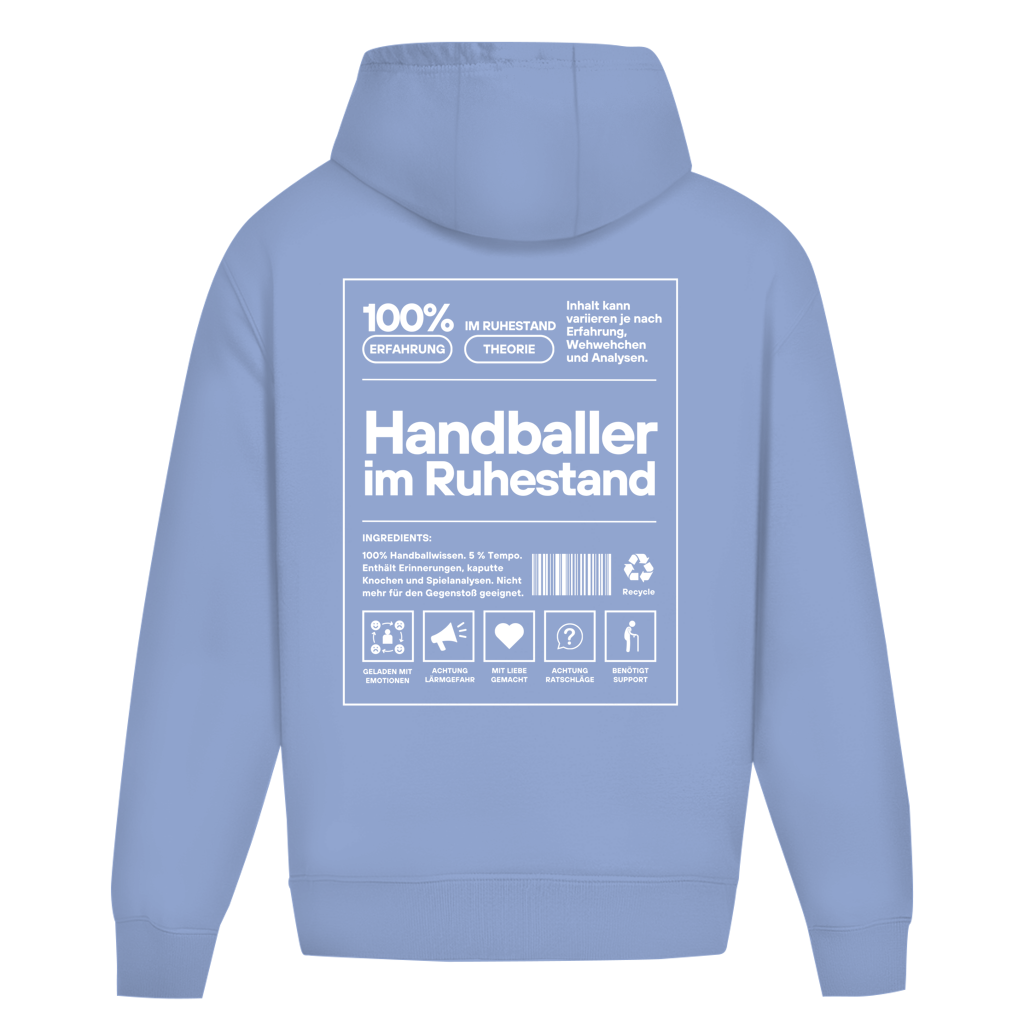 Handballer im Ruhestand Oversized Hoodie in Powder Blue – Rückseite