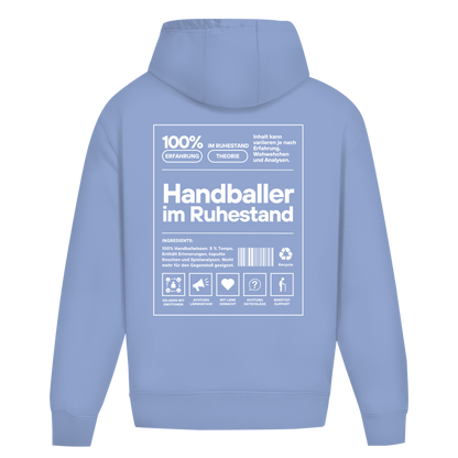 Handballer im Ruhestand Oversized Hoodie in Powder Blue – Rückseite