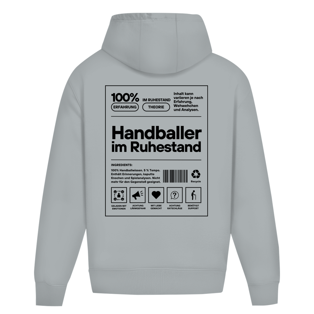 Handballer im Ruhestand Oversized Hoodie in Light Asphalt – Rückseite