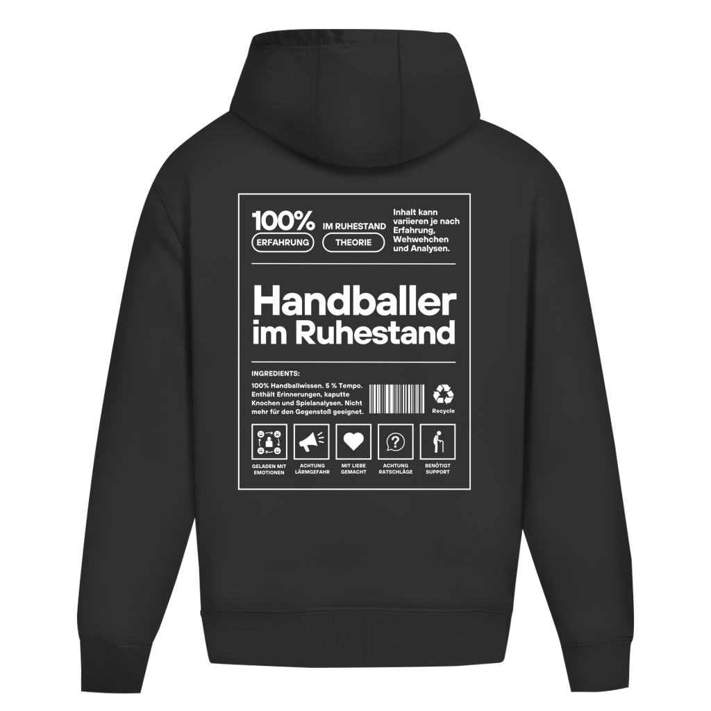 Handballer im Ruhestand Oversized Hoodie in Black – Rückseite