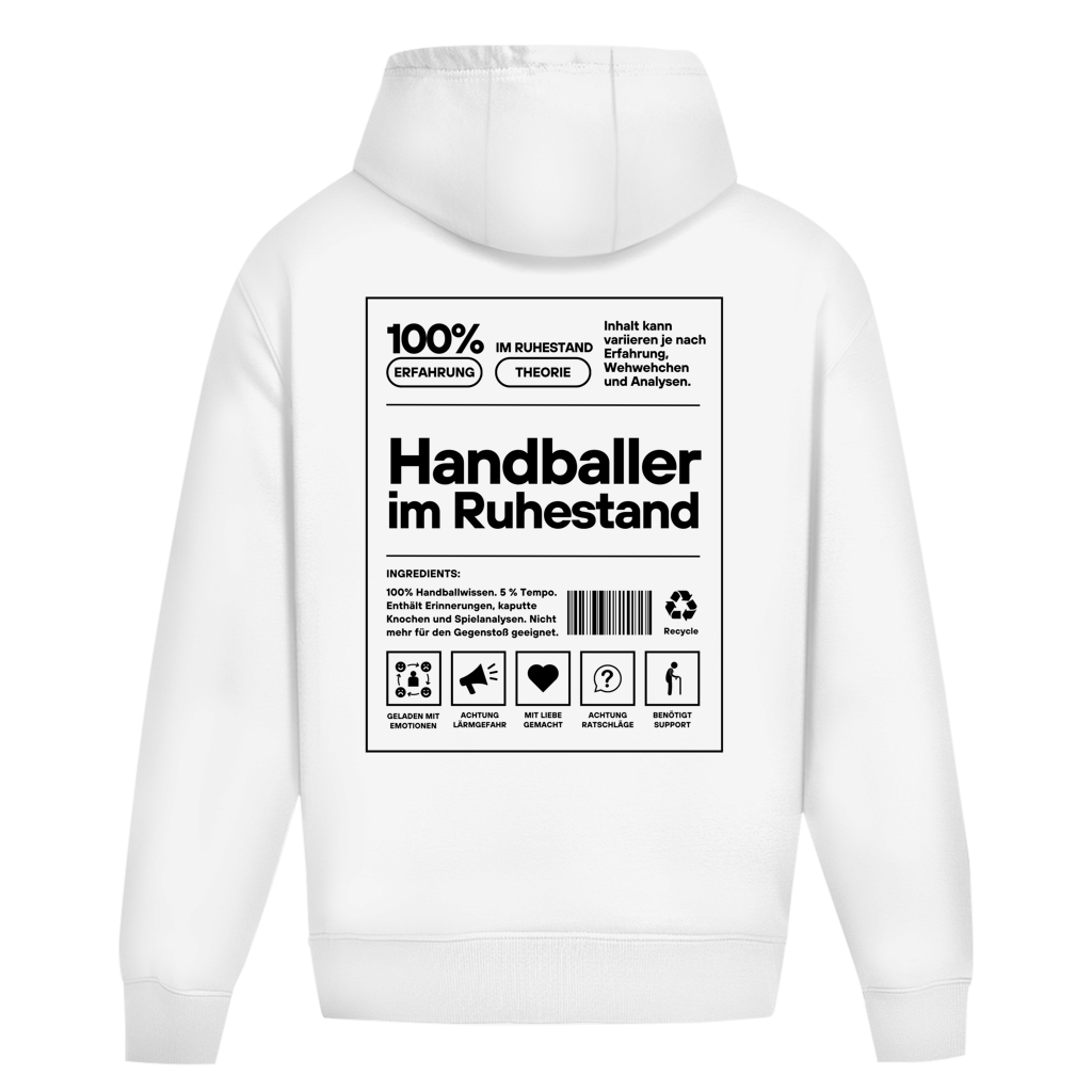 Handballer im Ruhestand Oversized Hoodie in White – Rückseite