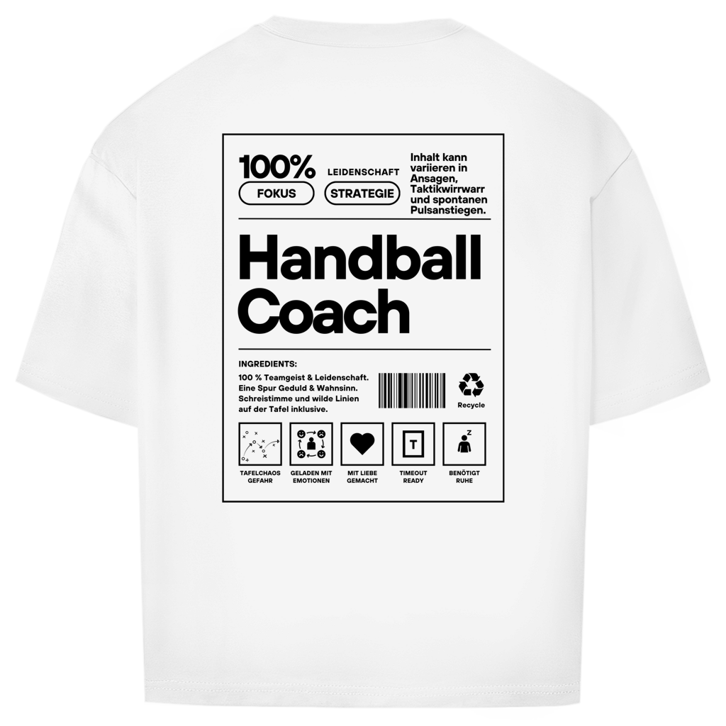 Handball Coach Oversized Shirt in Weiß – Rückseite