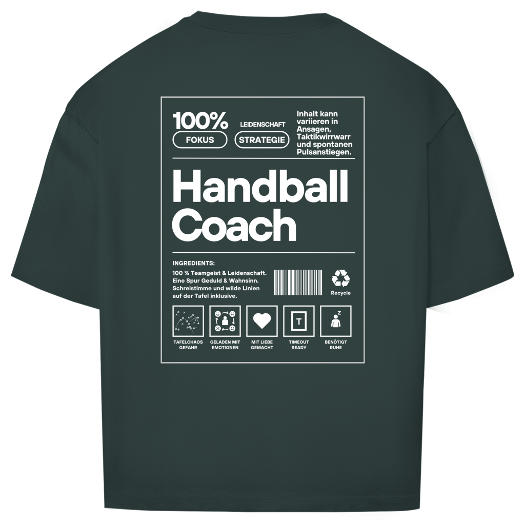 Handball Coach Oversized Shirt in Dunkelgrün – Rückseite