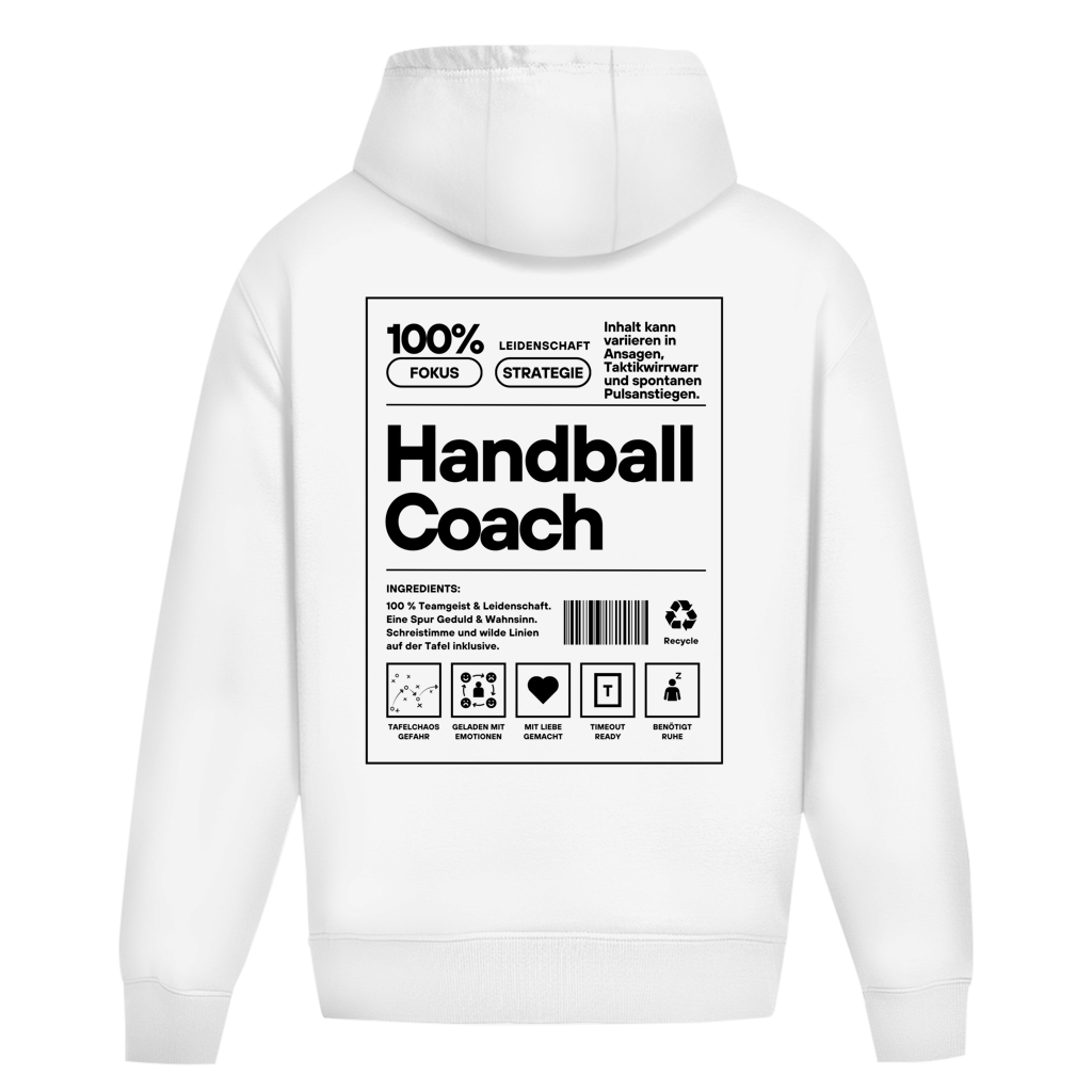 Handball Coach Oversized Hoodie in White – Rückseite
