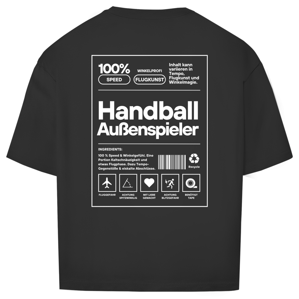 Handball Außenspieler Oversized Shirt in Schwarz – Rückseite