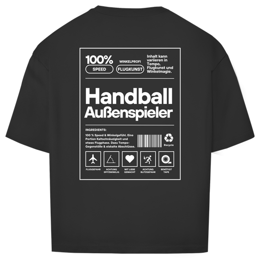 Handball Außenspieler Oversized Shirt in Schwarz – Rückseite