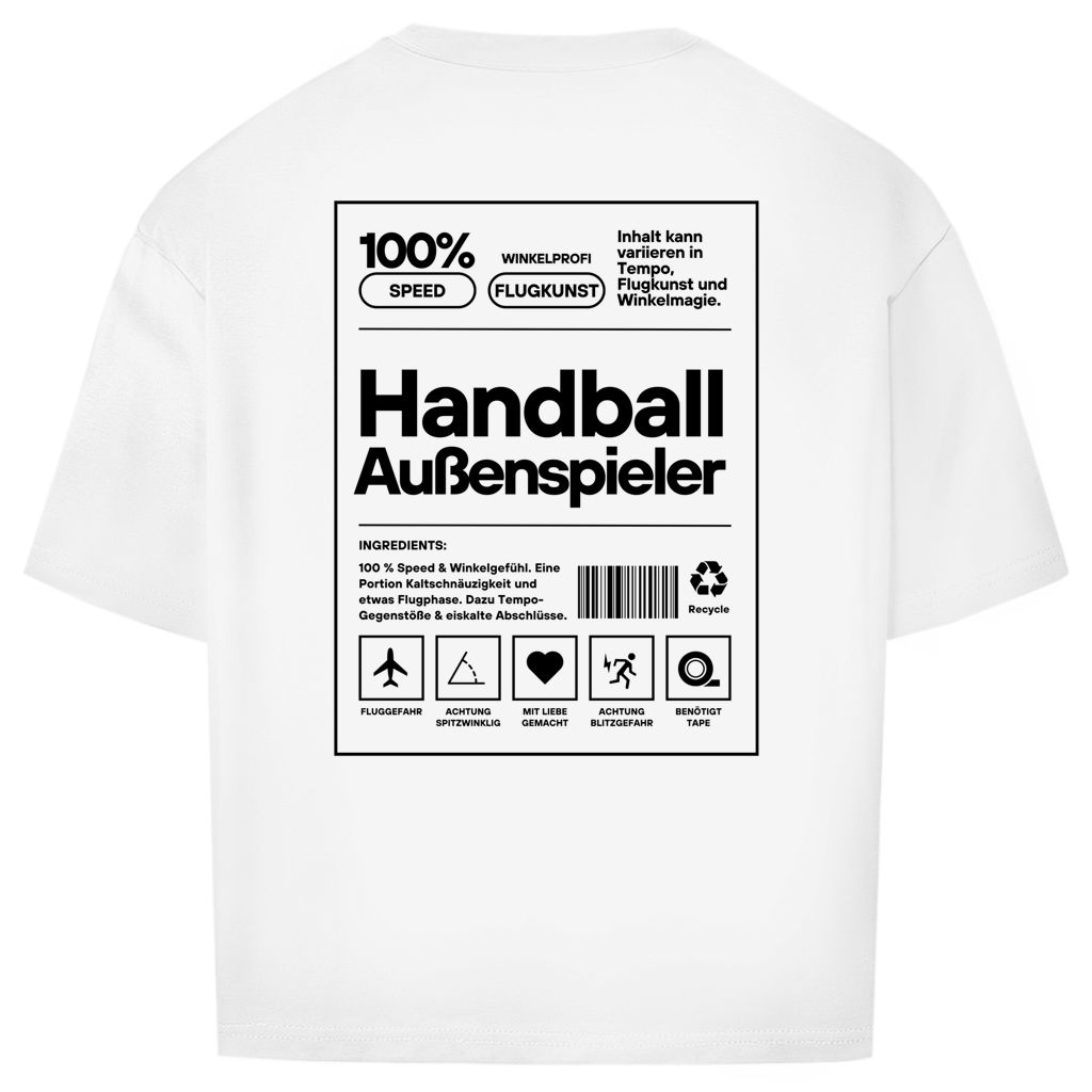 Handball Außenspieler Oversized Shirt in Weiß – Rückseite