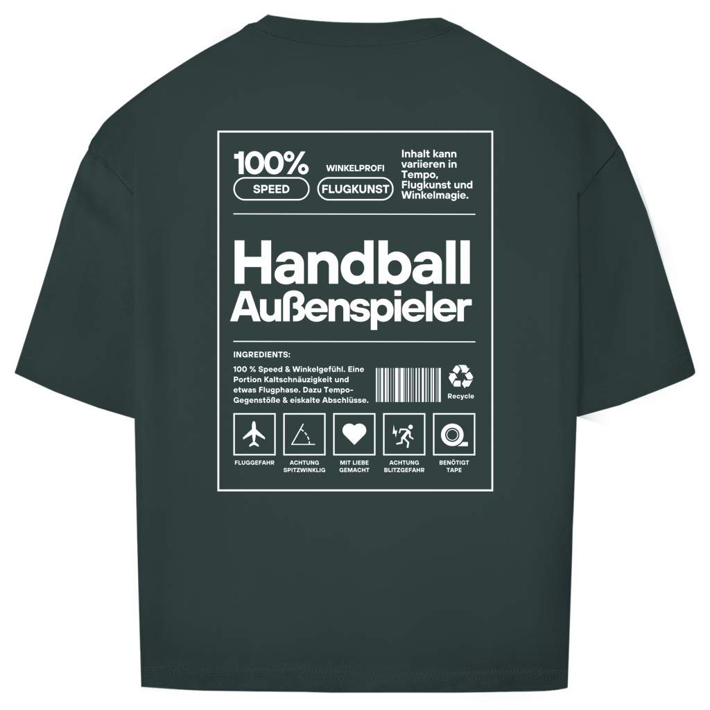Handball Außenspieler Oversized Shirt in Dunkelgrün – Rückseite