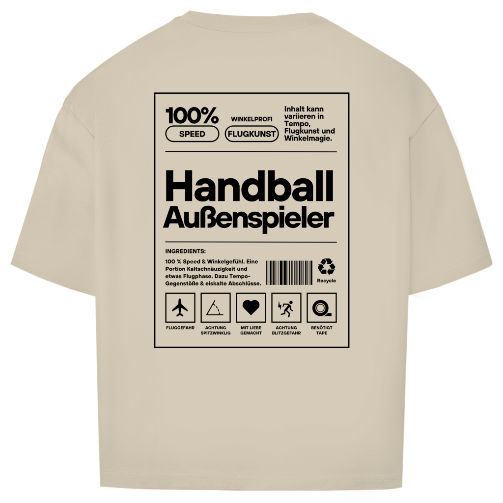 Handball Außenspieler Oversized Shirt in Sand – Rückseite