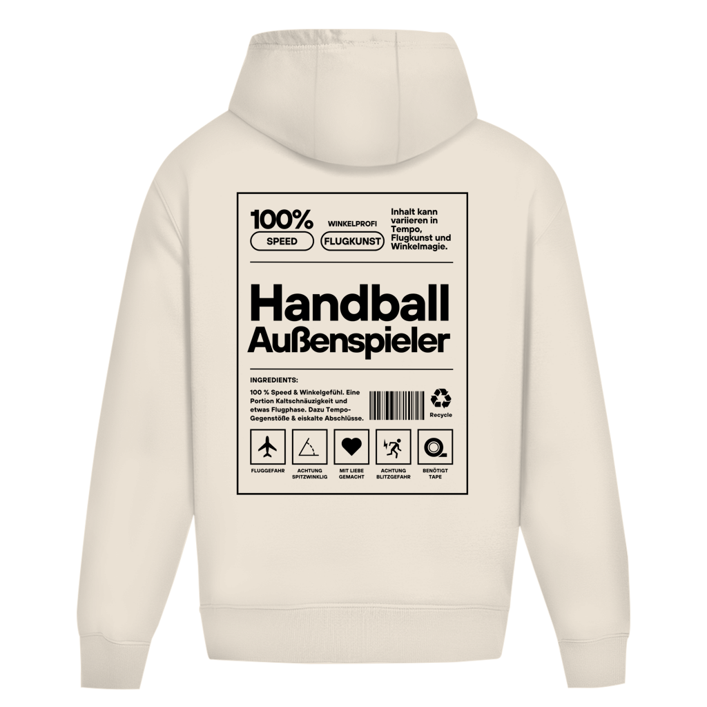 Handball Außenspieler Oversized Hoodie in White Sand – Rückseite