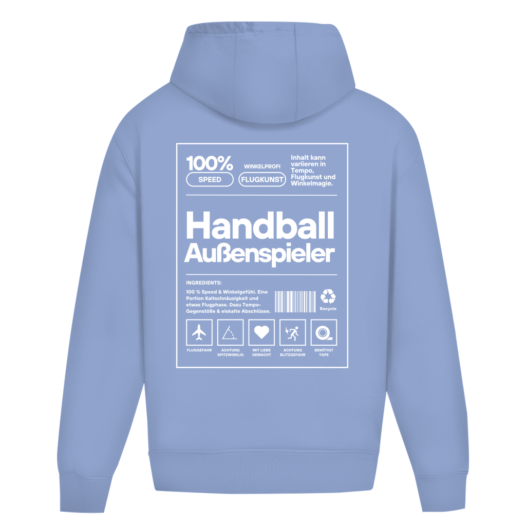 Handball Außenspieler Oversized Hoodie in Powder Blue – Rückseite