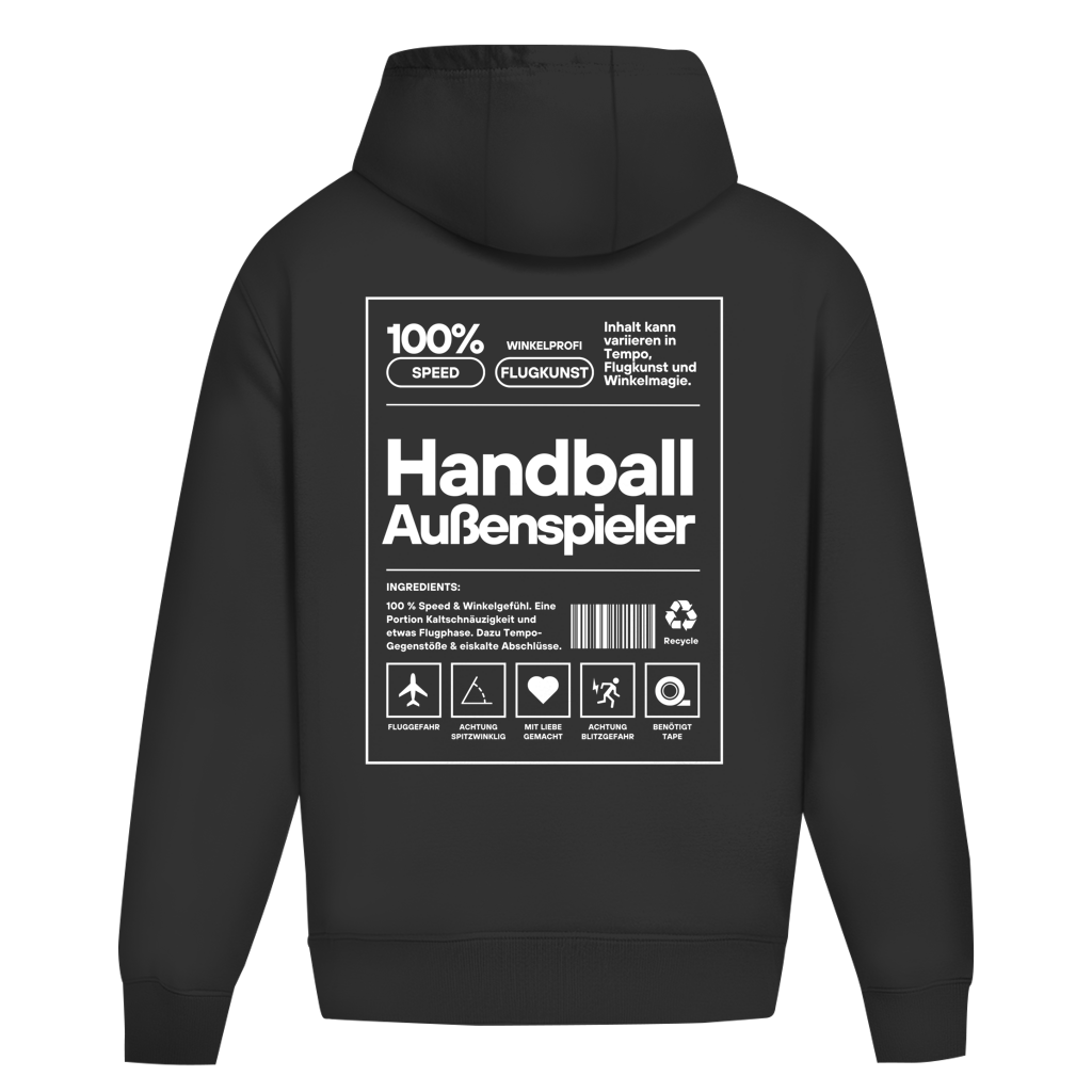 Handball Außenspieler Oversized Hoodie in Black – Rückseite