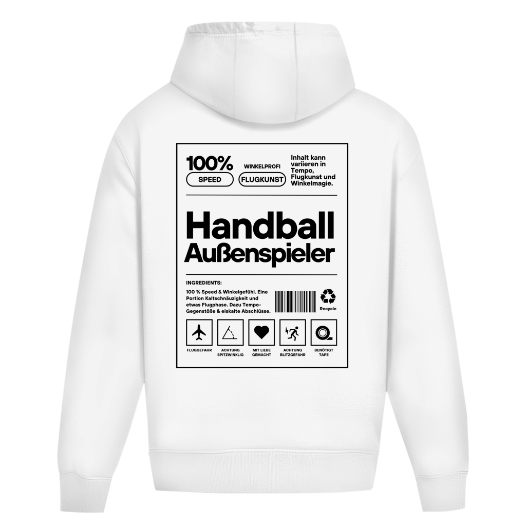 Handball Außenspieler Oversized Hoodie in White – Rückseite
